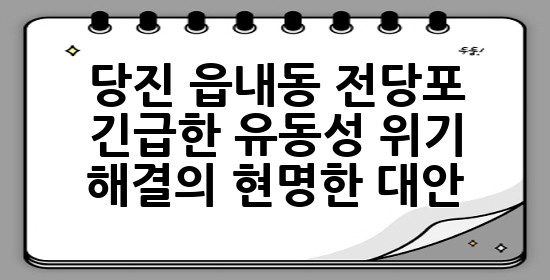 당진 읍내동 전당포, 긴급한 유동성 위기 해결의 현명한 대안 ✨